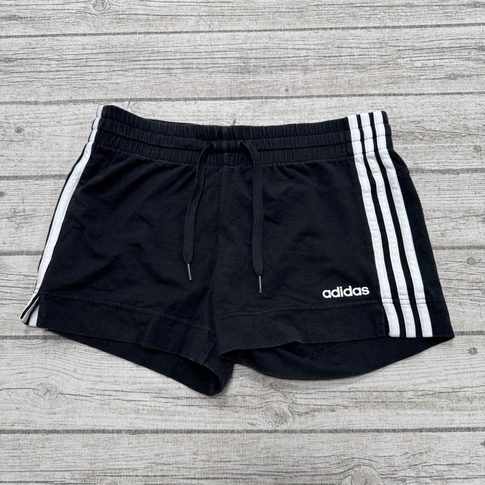Adidas Athletic Shorts Women's Small Black 3-Stripe Athletic Sportswear Training